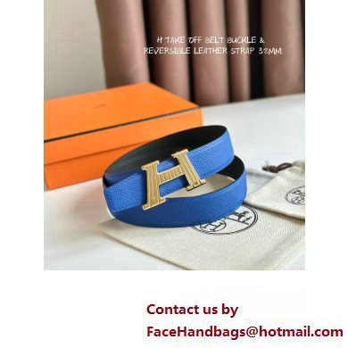 Hermes H Take Off belt buckle  &  Reversible leather strap 32 mm 13 2023